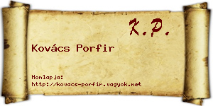 Kovács Porfir névjegykártya